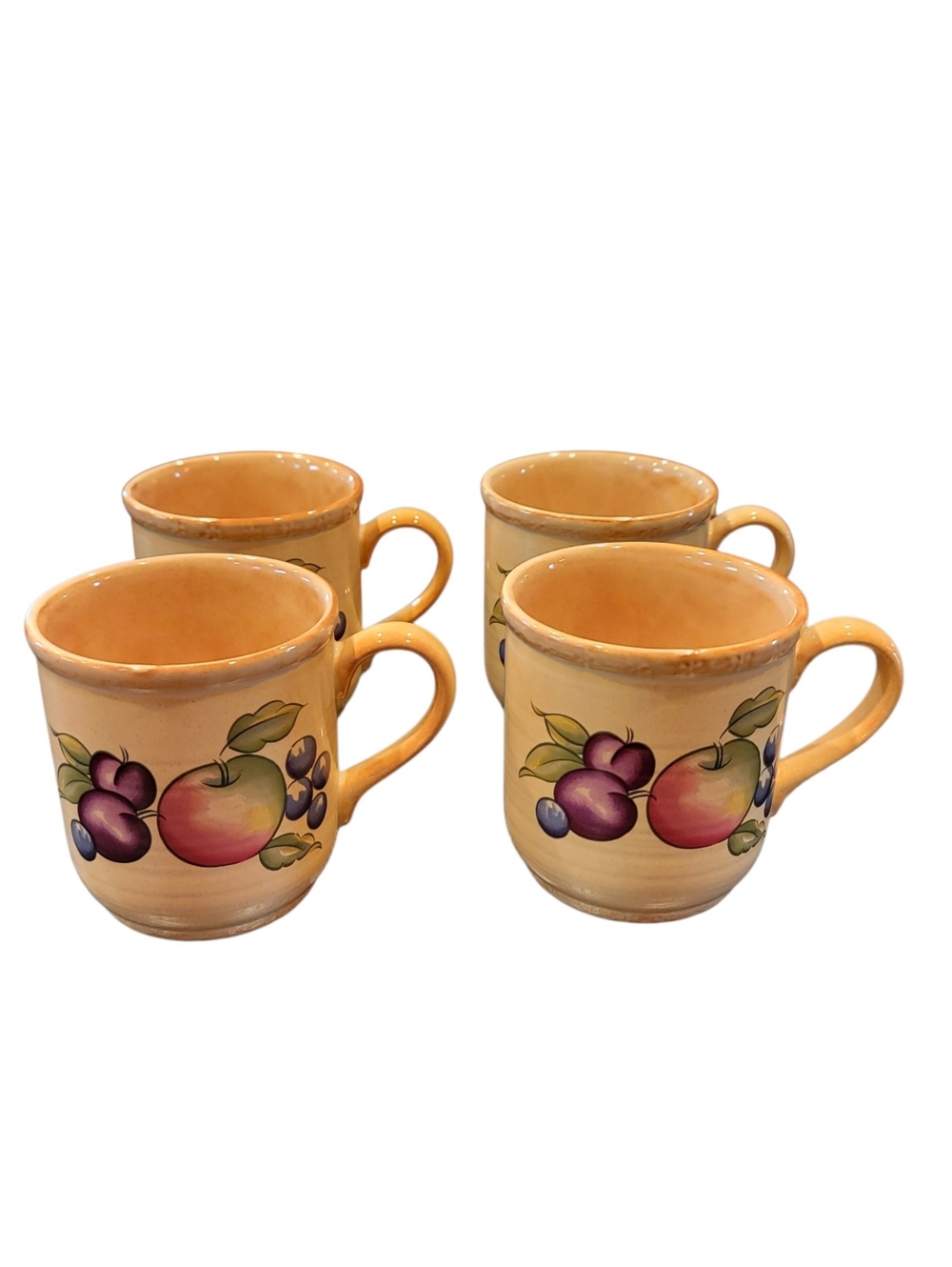 Vintage Hornsea Pottery Yeovil Set of 4 Fruit Stoneware Mugs England EUC
